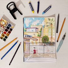 Il mio progetto del corso: Urban sketching: disegna la tua città in movimento. Traditional illustration, Sketching, Drawing, Watercolor Painting, Architectural Illustration, and Sketchbook project by astrattalab - 08.24.2022