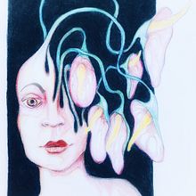 Mon projet du cours : Portrait créatif en clair-obscur au crayon. Traditional illustration, Pencil Drawing, Portrait Drawing, Artistic Drawing, and Colored Pencil Drawing project by juliette - 08.25.2022