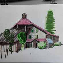 Mon projet du cours : Esquisses d'architecture expressives aux feutres de couleur. Sketching, Drawing, Architectural Illustration, Sketchbook & Ink Illustration project by Jean-Claude Allinger - 08.26.2022