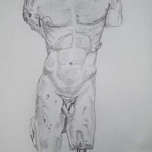 Dibujo representativo "Torso de Doryphoras" 100-200 AD. Un projet de Dessin au cra , et on de drmagallond - 26.08.2022