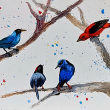 My project for course: Artistic Watercolor Techniques for Illustrating Birds. Un proyecto de Ilustración tradicional, Pintura a la acuarela, Dibujo realista e Ilustración naturalista				 de raquel27alva - 27.08.2022
