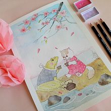 Mój projekt z kursu: Ilustracja akwarelą w stylu japońskim . Ilustrație tradițională, Desen și Pictură în acuarelă de Agnieszka Górka - 08.20.2022