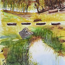 Mein Kursprojekt: Natürliche Aquarelllandschaften. Fine Arts, Painting, and Watercolor Painting project by heidrunknoch - 08.28.2022