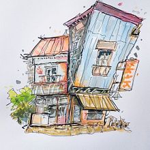 Mi proyecto: "Dibujo arquitectónico expresivo con marcadores de colores", con @housesketcher. Sketching, Drawing, Architectural Illustration, Sketchbook & Ink Illustration project by Yago Carreira - 08.28.2022