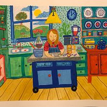 My project for course: Exploratory Sketchbook: Find Your Drawing Style. Country Kitchen, Kitchen in the country. Un progetto di Illustrazione tradizionale, Bozzetti, Creatività, Disegno, Pittura ad acquerello, Sketchbook e Pittura gouache di Melanie See - 29.08.2022