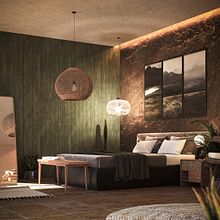 modern BOHO master bedroom. Un progetto di Interior design, Modellazione 3D, Progettazione 3D, Design e Architettura di nader_aziz_adly - 31.08.2022