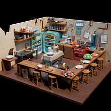 Cozinha. 3D, 3D Modeling, and 3D Design project by Marina Pais - 12.10.2021
