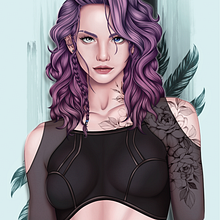 My project for course: Female Character Portraits in Procreate. Projekt z dziedziny Trad, c, jna ilustracja, Ilustracja c, frowa, R, sunek c i frow użytkownika Chantelle - 28.08.2022