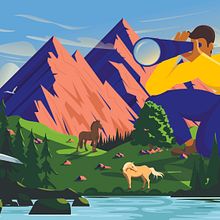 Summer in the mountains. Traditional illustration project by Monika Bučmytė - 08.31.2022