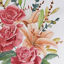 Rosas y liliums en acuarela. Projekt z dziedziny Trad, c, jna ilustracja, Malowanie akwarelą,  Malarstwo i  Sztuki piękne użytkownika Verónica Petrina - 01.09.2022