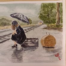 Donna in stazione. Watercolor Painting project by mrov5903 - 09.01.2022