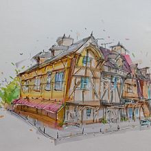Expressive Architectural Sketching with Colored Markers. Een project van  Schetsen van De Treabă - 02.09.2022