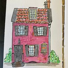 A Pink House in Charleston South Carolina. Traditional illustration, Architecture, Sketchbook, Sketching, and Drawing project by Katie Cannon - 09.02.2022