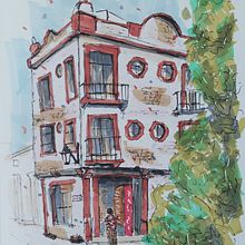 My project for: Expressive Architectural Sketching with Colored Markers. Sketching, Drawing, Architectural Illustration, Sketchbook & Ink Illustration project by Martijn Schuth - 09.03.2022