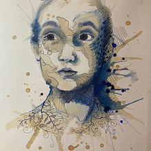 My project for course: Experimental Portraiture with Ink, Tea and Alcohol. Artes plásticas, Pintura, Desenho e Ilustração com tinta projeto de Andrea Šeligová - 04.09.2022