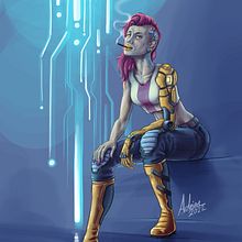 Cyber-Gril - freie Illustration. Traditional illustration, Digital Illustration, Digital Drawing, Digital Painting, Concept Art, Creativit, Stor, and telling project by Adrian Sonnberger - 09.05.2022