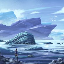 "Somewhere in the Galaxy" - Landscape-study. Traditional illustration, Digital Illustration, Digital Drawing, Digital Painting, Creativit, and Concept Art project by Adrian Sonnberger - 09.05.2022