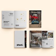 Maquetación - Dossier espacios para SHOOT.. Un progetto di Design, Graphic design e Design editoriale di gema peragón - 05.09.2022