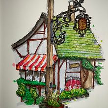 My final project “Court of the golden bough” in Albert Kiefers course. Ein Projekt aus dem Bereich Skizzenentwurf, Zeichnung, Architektonische Illustration, Sketchbook und Illustration mit Tinte von epenstein - 05.09.2022