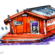 Amazon Floating House. Sketching, Drawing, Architectural Illustration, Sketchbook & Ink Illustration project by Ely Sena - 09.06.2022