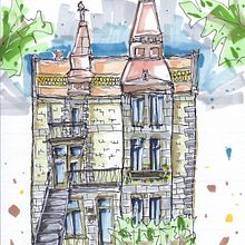 Mon projet du cours : Esquisses d'architecture expressives aux feutres de couleur. Projekt z dziedziny Sketching,  R, sunek,  R, sunek architektoniczn, Sketchbook,  R i sunek atramentem użytkownika etail - 03.09.2022