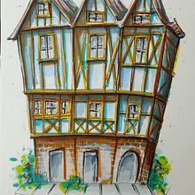 Primer boceto: Dibujo arquitectónico expresivo con marcadores de colores. Sketching, Drawing, Architectural Illustration, Sketchbook & Ink Illustration project by Selena G. - 09.09.2022
