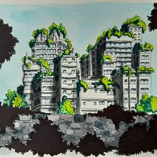 Técnica mixta. Design, Sketchbook, Traditional illustration, and Architectural Illustration project by Selena G. - 09.09.2022