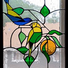 Stained Glass Panel of Birds in Orange Tree. Arts, and Crafts project by Mark Orlando - 09.09.2022