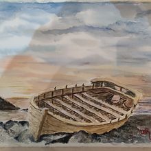 Barca_tramonto. Watercolor Painting project by mrov5903 - 09.10.2022