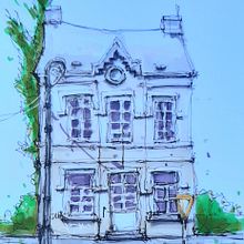 A house in spoke town Doel- Expressive Architectural Sketching with Colored Markers. Sketching, Drawing, Architectural Illustration, Sketchbook & Ink Illustration project by Arnaud De - 09.12.2022