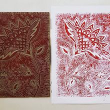 Linoprint "Iznik Flower" . % Mathilde H. tarafından hazırlanan Geleneksel illüstrasyon, Ve Oymak projesi - 09.12.2022