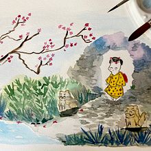 Meu projeto do curso: Ilustração em aquarela com influência japonesa. Traditional illustration, Drawing, and Watercolor Painting project by Rebecca Tavares - 09.13.2022