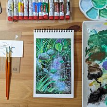 My project for course: Painting Atmospheric Landscapes with Gouache. Traditional illustration, Painting, and Gouache Painting project by Quan Wang - 09.14.2022