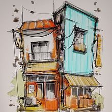 Mój projekt z kursu: Rysunek architektoniczny: kolor i artystyczna ekspresja. Projekt z dziedziny Sketching,  R, sunek,  R, sunek architektoniczn, Sketchbook,  R i sunek atramentem użytkownika Tomasz Kobus - 18.09.2022