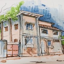 My project for course: Expressive Architectural Sketching with Colored Markers. Sketching, Drawing, Architectural Illustration, Sketchbook & Ink Illustration project by Emile Manigat - 09.19.2022