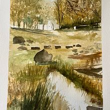 Mein Abschlussprojekt für den Kurs: Natürliche Aquarelllandschaften. Un proyecto de Bellas Artes, Pintura y Pintura a la acuarela de Margitta Schumann - 19.09.2022