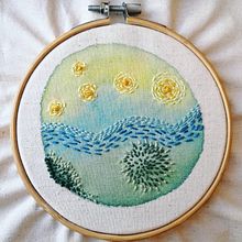 Mi proyecto del curso: Técnicas básicas de bordado y acuarela. Un proyecto de Pintura, Pintura a la acuarela, Bordado y Diseño textil de Judith Hernández - 22.09.2022