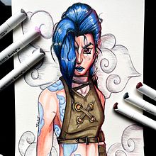 Jinx . Traditional illustration, Comic, Color Theor, Manga, Animation, and Game Design project by Enrique Giovanni Juarez Moncayo - 09.22.2022