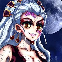 Fanart of Daki- Demon Slayer (Kimetsu no Yaiba) . Un proyecto de Ilustración tradicional, Diseño gráfico, Pintura, Televisión, Dibujo, Ilustración digital, Diseño digital, Dibujo digital, Pintura digital y Manga de Emil Levidov - 28.08.2022