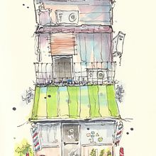 Expressive Architectural Sketching - Barbershop. Architecture, and Traditional illustration project by Jeff Hawkins - 09.23.2022