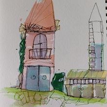 My project for course: Expressive Architectural Sketching with Colored Markers. Projekt z dziedziny Sketching,  R, sunek,  R, sunek architektoniczn, Sketchbook,  R i sunek atramentem użytkownika Dada - 24.09.2022