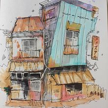 My project for course: Expressive Architectural Sketching with Colored Markers . % remychichka tarafından hazırlanan Eskiz çizimi, Çizim, Mimari İllüstras, on, Eskiz defteri, Mürekkep İllüstras, Ve onu projesi - 09.24.2022