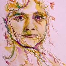 Amy, my maternal grandmother (My project for course: Experimental Portraiture with Ink, Tea and Alcohol) Ein Projekt aus dem Bereich Bildende Künste, Malerei, Zeichnung und Illustration mit Tinte von Jill Palumbo - 24.09.2022