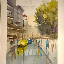 Mi proyecto del curso: Paisajes urbanos en acuarela. Projekt z dziedziny  Sztuki piękne, Malowanie akwarelą,  R i sunek architektoniczn użytkownika Silvana Zárate - 25.09.2022