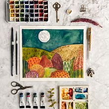 Colorful abstract forest. Un proyecto de Pintura a la acuarela de Mayo Moreno - 26.09.2022