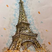 Eiffel tower. Traditional illustration, Architecture, Fine Arts, Painting, Sketching, Artistic Drawing, and Sketchbook project by mariana_levischi - 09.27.2022