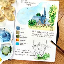 Mon projet du cours : Carnet de voyage à l’aquarelle. Projekt z dziedziny Tradycyjna ilustracja, Malowanie akwarelą,  Rysunek architektoniczny i Sketchbook użytkownika Laëtitia Derible - 27.09.2022