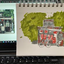 My project for course: Expressive Architectural Sketching with Colored Markers. Sketching, Drawing, Architectural Illustration, Sketchbook & Ink Illustration project by han c - 09.27.2022
