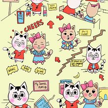 Illustrated me and my boyfriend as kawaii cats and drew our story.. Un proyecto de Ilustración tradicional, Diseño de personajes, Ilustración digital y Manga de Sakshi Vaidya - 25.09.2022
