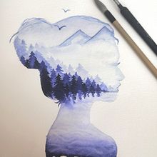 Mein Abschlussprojekt für den Kurs: Naturinspirierte Aquarellmalerei mit Double Exposure. Traditional illustration, Watercolor Painting, Realistic Drawing, and Naturalistic Illustration project by Juliane Semlow - 09.28.2022